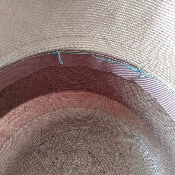 Vintage Taupe Straw Hat Tropical Orange Green Sash Sunhat Front Brim Rockabilly - Picture 10 of 12